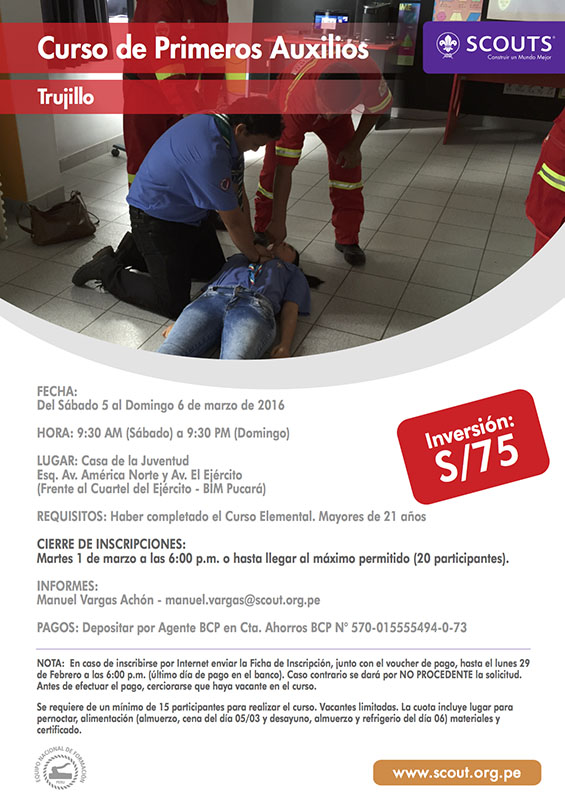 Curso de Primeros Auxilios - Trujillo (Pernoctado) - Scouts del Perú