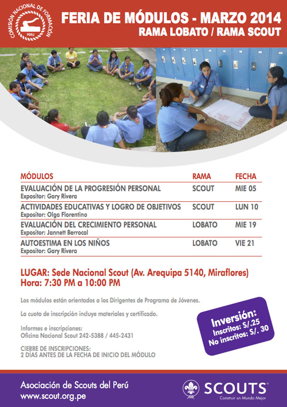 Feria de Módulos - Marzo: Rama Lobato/Rama Scout - Scouts del Perú